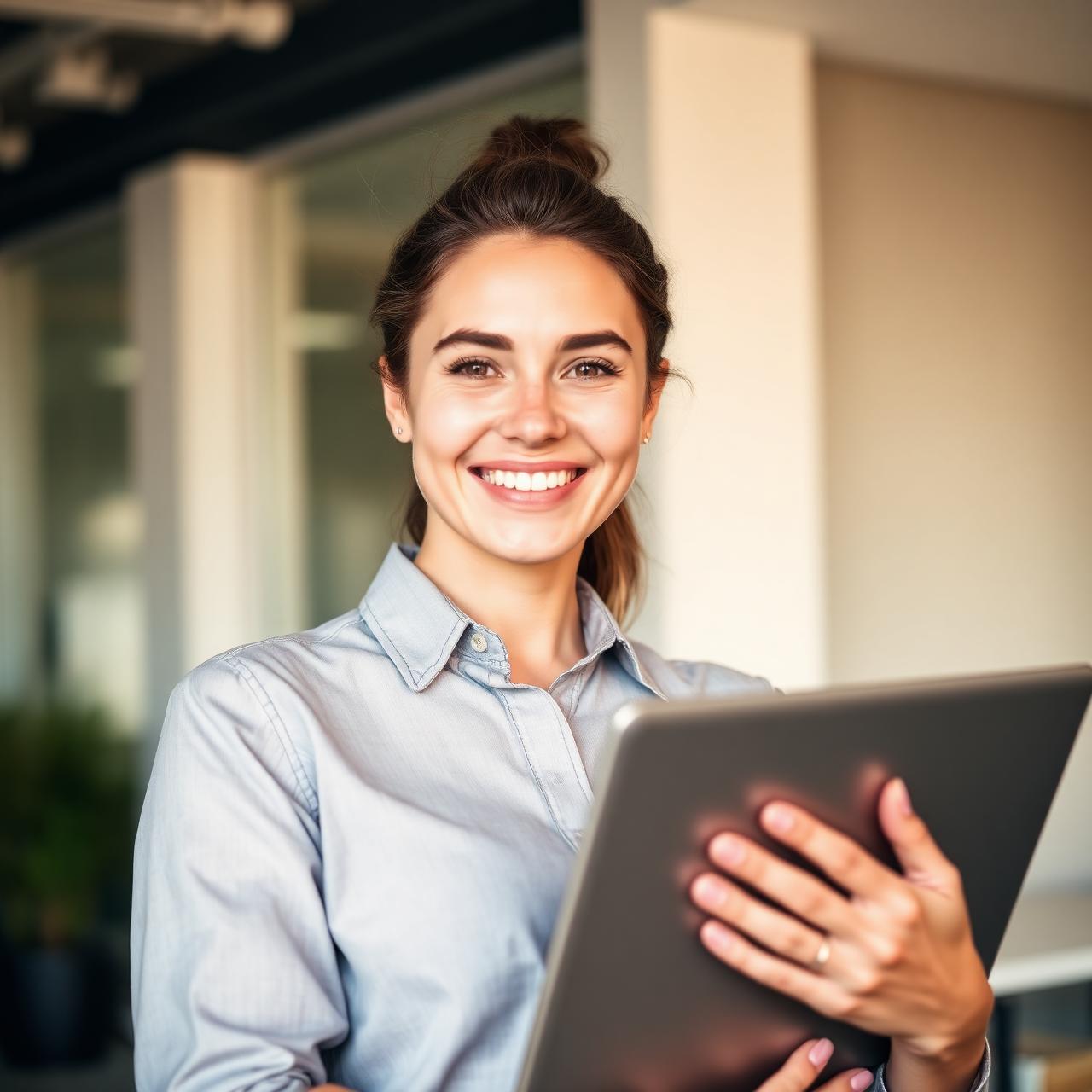 A confident professional after landing a new role